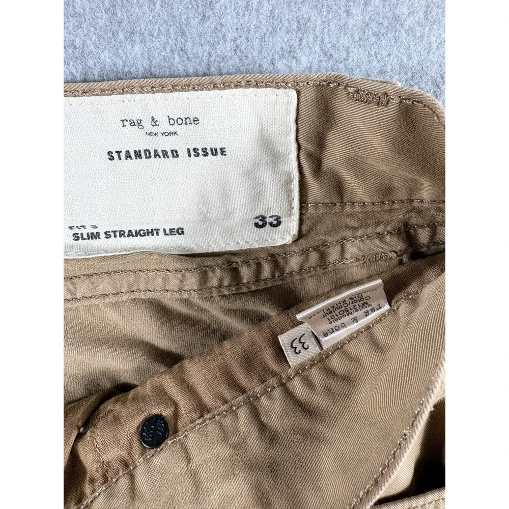 Rag & Bone Standard Issue Fit 3 Pants Mens 33 Khaki Rugged Durable Slim Straight